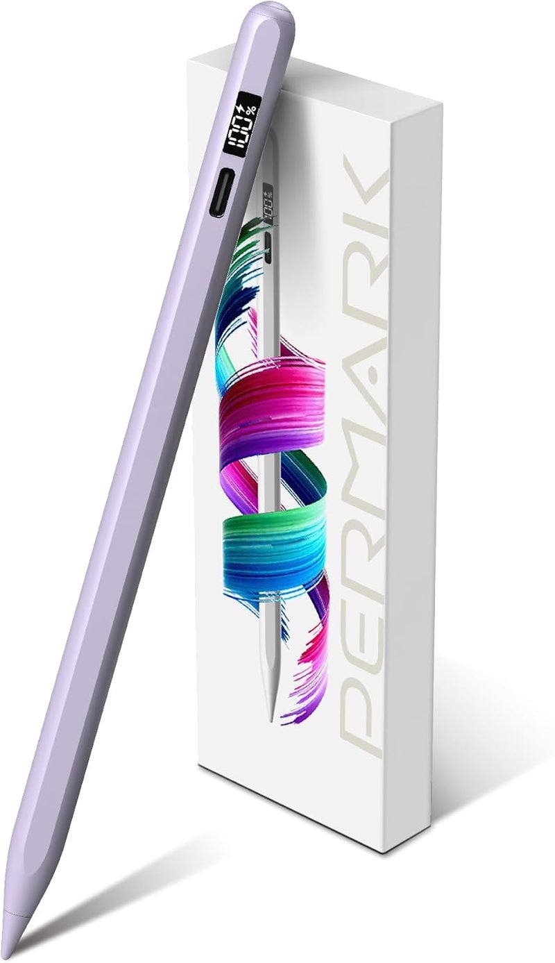 PERMARK Stylus Pen for iPad 2025-2018 with LED Power Display, 15Mins Fast Charge,Tilt Sensitivity Pencil for iPad 10/9/8/7/6th,11th A16,Air 11/13 M2/M3,Pro 11/13 M4,Pro 12.9",Air 5/4/3,Mini 7/6/5 (Purple) - Image 1